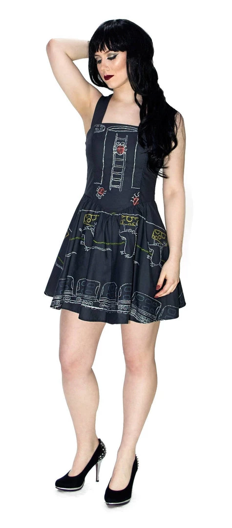 Dr Faust DRESSES Chalk Drawings Happy Grey Mini Dress - Erin