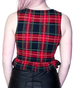 Dr Faust Check Tartan Print Crop Top - Dulce OMEN COLLECTIONNEW