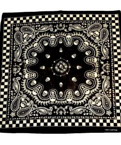 Dr Faust Checker Board Skull Black Cotton Bandana - Voodoo