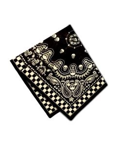 Dr Faust Checker Board Skull Black Cotton Bandana - Voodoo