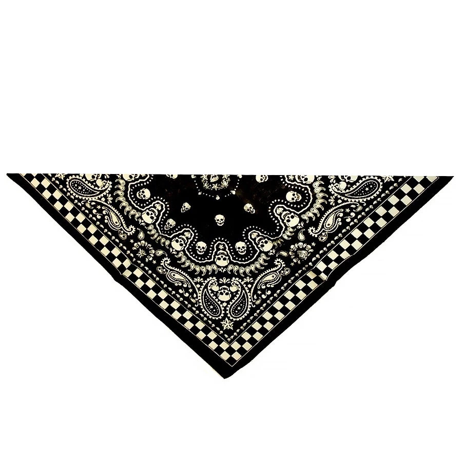 Dr Faust Checker Board Skull Black Cotton Bandana - Voodoo 5 Dr Faust Checker Board Skull Black Cotton Bandana - Voodoo