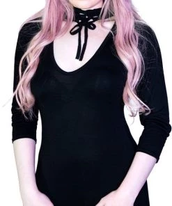 Dr Faust Choker Bodycon Black Mini Dress - Darcey