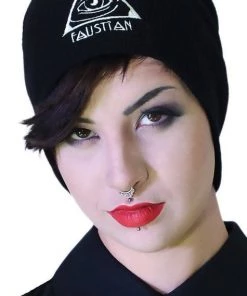 Dr Faust Evil Eye Faustian Black Beanie - Circe ACCESSORIES