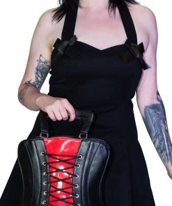Dr Faust Corset Red Patent Vegan Leather Hand Bag - Asper