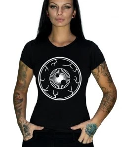 Dr Faust Creepy Eyeball Planet Black T-Shirt - Ayesha T-SHIRTS & HOODIES