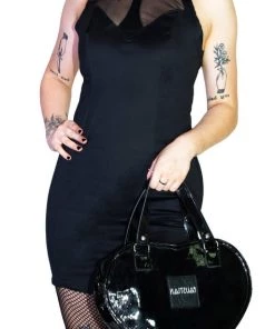 Dr Faust Black Heart Valentine's Vegan Patent Hand Bag - Valentine's ACCESSORIES