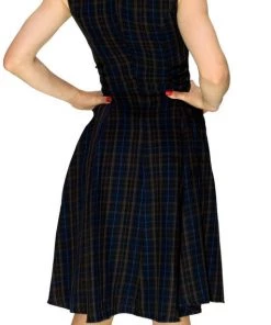 Dr Faust DRESSES Dark Tartan Woven Midi Dress - Gracie
