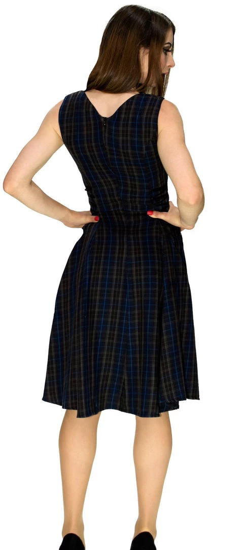 Dr Faust DRESSES Dark Tartan Woven Midi Dress - Gracie 4 Dr Faust DRESSES Dark Tartan Woven Midi Dress - Gracie