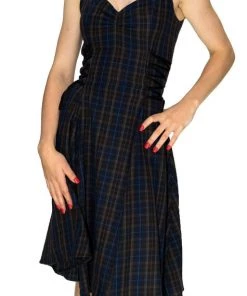 Dr Faust DRESSES Dark Tartan Woven Midi Dress - Gracie