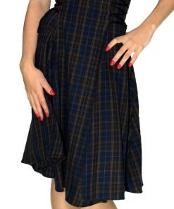 Dr Faust DRESSES Dark Tartan Woven Midi Dress - Gracie 7 Dr Faust DRESSES Dark Tartan Woven Midi Dress - Gracie