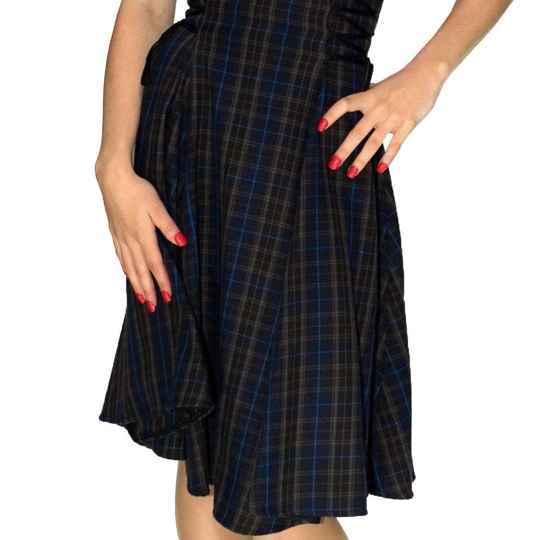 Dr Faust DRESSES Dark Tartan Woven Midi Dress - Gracie 5 Dr Faust DRESSES Dark Tartan Woven Midi Dress - Gracie