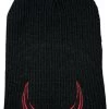Dr Faust ACCESSORIES Red Devil Horns Faustian Black Beanie - Dell