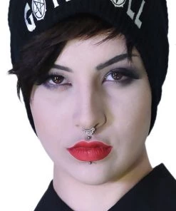 Dr Faust ACCESSORIES Goth Doll Pentagram Black Beanie - Devon