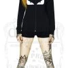Dr Faust OMEN COLLECTIONNEW Evil Monster Eyes Women's Black Hoodie - Aileen