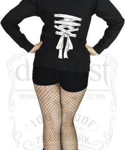 Dr Faust OMEN COLLECTIONNEW Corset White Print Women's Black Hoodie - Colette