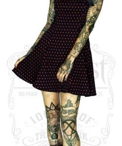 Dr Faust DRESSES Red Polka Dots Black Mini Dress - Mia