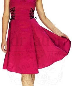 Dr Faust DRESSES Raw Silk Hot Pink Midi Dress - Alexandra