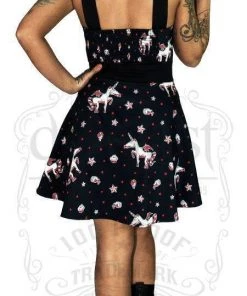 Dr Faust DRESSES Not Your Typical Unicorn And Stars Black Mini Dress - Amelia