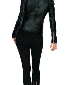 Dr Faust JACKETS Vegan Leather Black Biker Jacket - Augusta