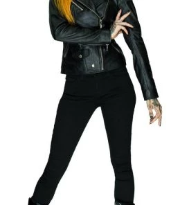Dr Faust JACKETS Vegan Leather Black Biker Jacket - Augusta