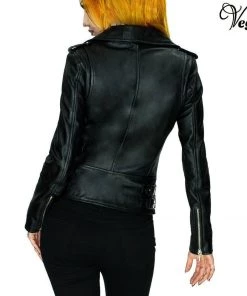 Dr Faust JACKETS Vegan Leather Black Biker Jacket - Augusta
