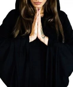 Dr Faust White Pentagram Hooded Black Mini Dress - Clarissa DRESSES