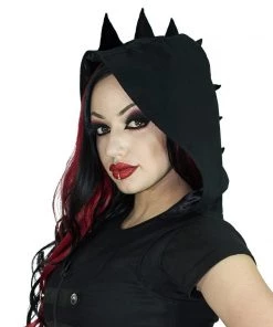 Dr Faust JACKETS Fashionista Mohawk Hooded Black Cotton Jacket - Drago