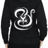 Dr Faust OMEN COLLECTIONNEW White Snake Print Women's Black Hoodie - Emmaline