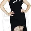 Dr Faust Lunar Phases Moon Black High-Low Dress - Hadlee