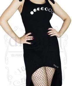Dr Faust Lunar Phases Moon Black High-Low Dress - Hadlee