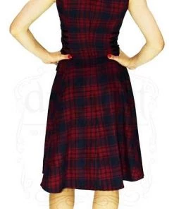 Dr Faust DRESSES Red And Blue Tartan Woven Midi Dress - Jasmine