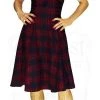 Dr Faust DRESSES Red And Blue Tartan Woven Midi Dress - Jasmine 2 Dr Faust DRESSES Red And Blue Tartan Woven Midi Dress - Jasmine