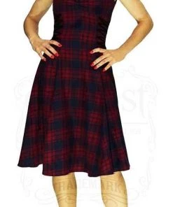 Dr Faust DRESSES Red And Blue Tartan Woven Midi Dress - Jasmine