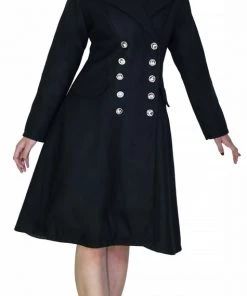 Dr Faust Military Silver Buttons Black Wool Coat - Krarmia JACKETS