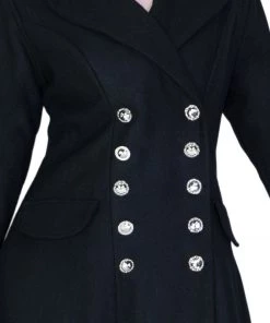 Dr Faust Military Silver Buttons Black Wool Coat - Krarmia JACKETS