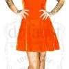 Doctor Faust DRESSES Soft Orange Velvet Halterneck Dress - Savannah