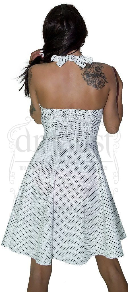 Dr Faust DRESSES Black Polka Dot White Midi Dress - Soleil