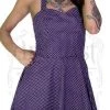Dr Faust White Polka Dot Ultra Violet Rockabilly Midi Dress - Thalia DRESSES