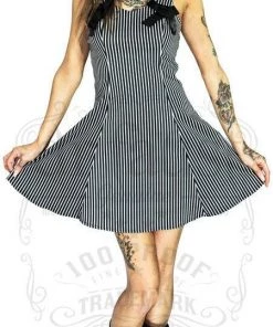Dr Faust Pinstripe Black & White Mini Dress - Thea DRESSES