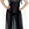 Dr Faust Bewitching Black Long Sheer Dress - Lacey