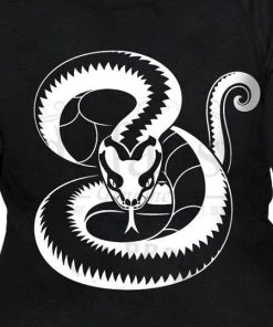 Dr Faust OMEN COLLECTIONNEW White Snake Print Women's Black Hoodie - Emmaline