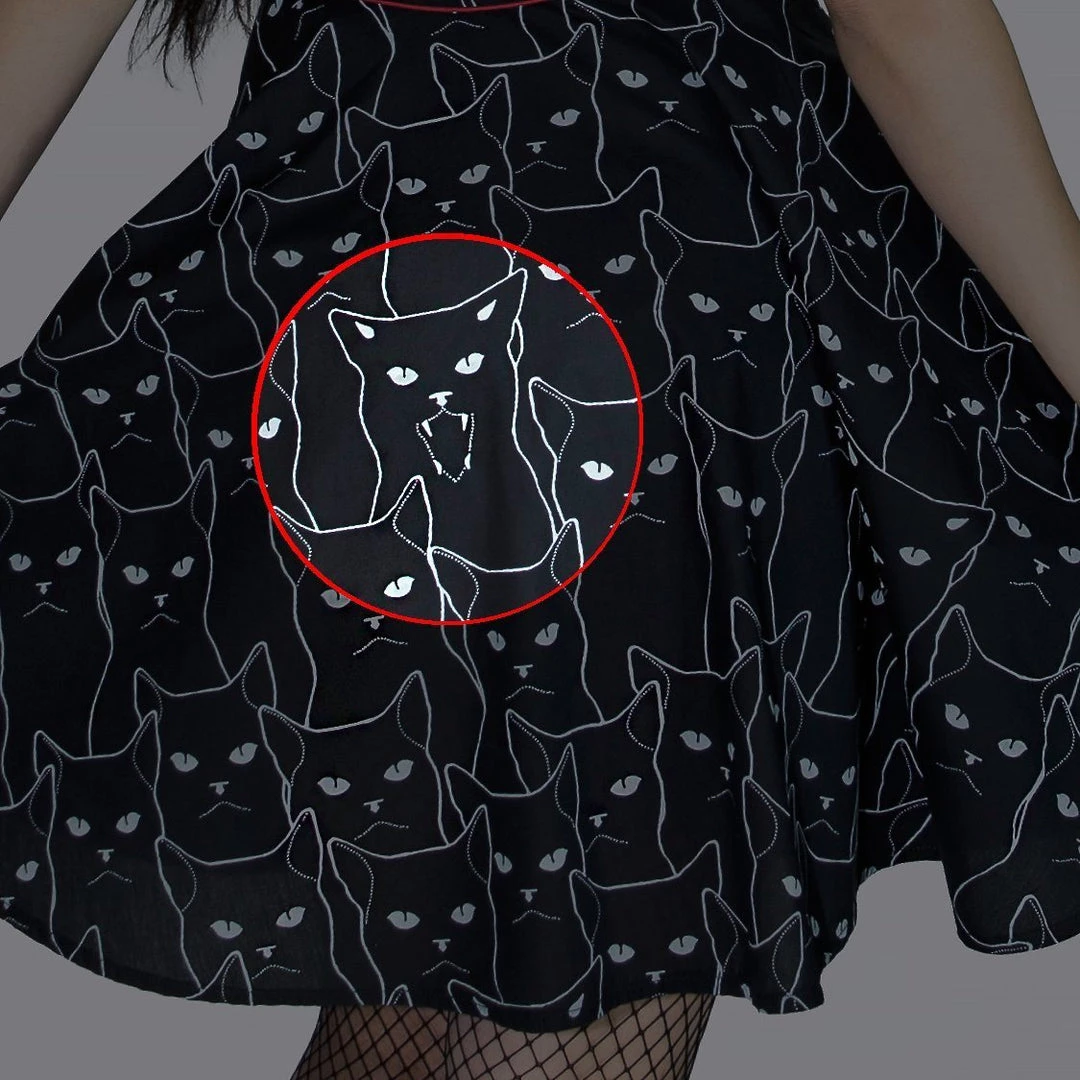 Dr Faust Evil Cats Black Mini Dress - Gatta DRESSES 5 Dr Faust Evil Cats Black Mini Dress - Gatta DRESSES