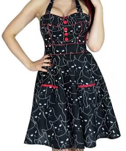 Dr Faust Evil Cats Black Mini Dress - Gatta DRESSES