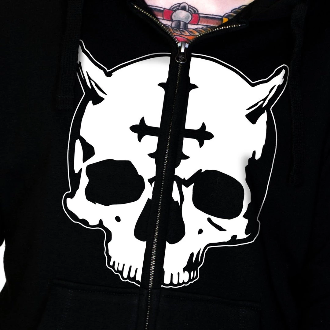 Dr Faust OMEN COLLECTIONNEW Evil Skull Thick Men's Black Hoodie - Chad