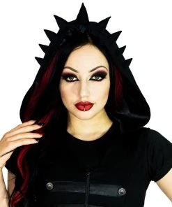 Dr Faust Fashionista Crown Hooded Black Cotton Jacket - Liberta JACKETS 8 Dr Faust Fashionista Crown Hooded Black Cotton Jacket - Liberta JACKETS