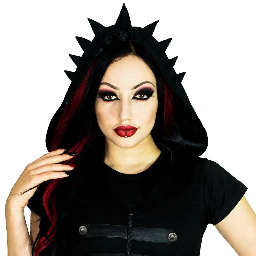 Dr Faust Fashionista Crown Hooded Black Cotton Jacket - Liberta JACKETS 5 Dr Faust Fashionista Crown Hooded Black Cotton Jacket - Liberta JACKETS