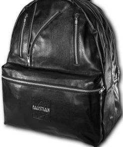 Dr Faust Faustian Biker Vegan Leather Black Backpack - Unique ACCESSORIES