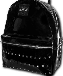 Dr Faust Faustian Black Patent Pyramid Backpack - Shining
