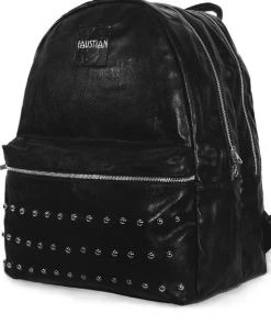 Dr Faust Faustian Round Studs Vegan Leather Black Backpack - Vipera