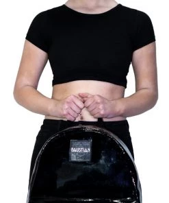 Dr Faust Faustian Black Patent Pyramid Backpack - Shining